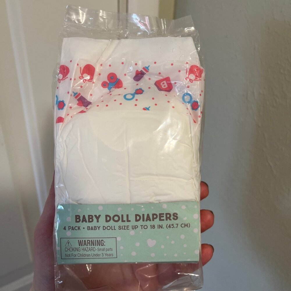 Baby Doll Diapers - Toy Diapers - 4 Pack - MUST BE BUNDLED, MARKED DOWN